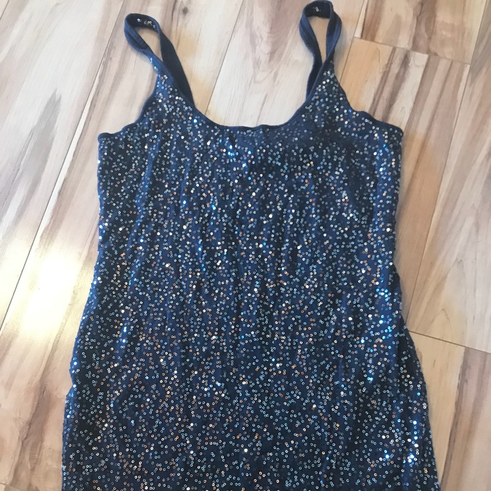 Gray express sequins tank top - dreamweight cotton